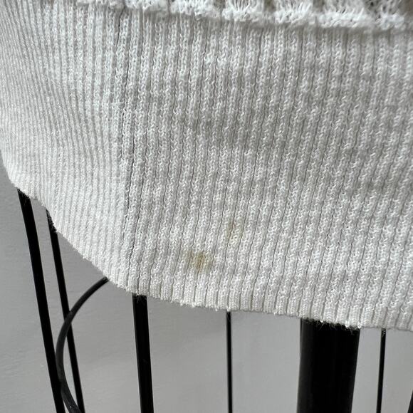 THEORY Off White Lightweight Cable Knit V-Neck Button Cardigan Sweater Small S - Picture 5 of 9